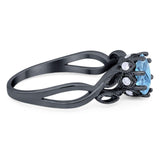 Art Deco Round Natural Stone Beaded Ring