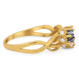 Art Deco Round Natural Stone Beaded Ring