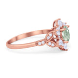 Flower Trillium Round Natural Stone Ring