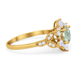 Flower Trillium Round Natural Stone Ring