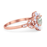 Flower Trillium Round Natural Stone Ring