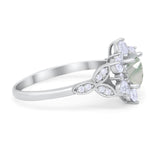 Flower Trillium Round Natural Stone Ring