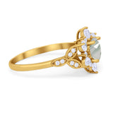 Flower Trillium Round Natural Stone Ring