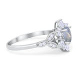 Flower Trillium Round Natural Stone Ring