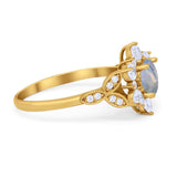 Flower Trillium Round Natural Stone Ring