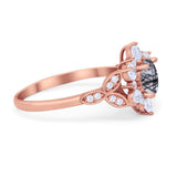 Flower Trillium Round Natural Stone Ring