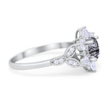 Flower Trillium Round Natural Stone Ring