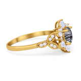 Flower Trillium Round Natural Stone Ring