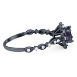 Art Deco Round Natural Stone Flower Ring