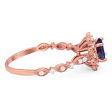 Art Deco Round Natural Stone Flower Ring