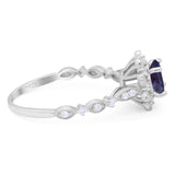 Art Deco Round Natural Stone Flower Ring