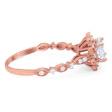 Art Deco Round Natural Stone Flower Ring