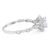 Art Deco Round Natural Stone Flower Ring