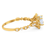 Art Deco Round Natural Stone Flower Ring