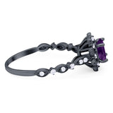 Art Deco Round Natural Stone Flower Ring