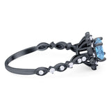 Art Deco Round Natural Stone Flower Ring