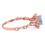 Art Deco Round Natural Stone Flower Ring