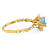 Art Deco Round Natural Stone Flower Ring