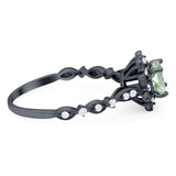 Art Deco Round Natural Stone Flower Ring