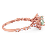 Art Deco Round Natural Stone Flower Ring