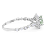 Art Deco Round Natural Stone Flower Ring