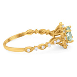 Art Deco Round Natural Stone Flower Ring