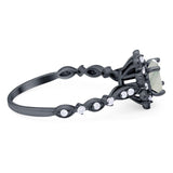 Art Deco Round Natural Stone Flower Ring