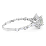 Art Deco Round Natural Stone Flower Ring