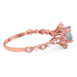 Art Deco Round Natural Stone Flower Ring