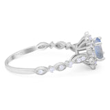 Art Deco Round Natural Stone Flower Ring