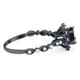 Art Deco Round Natural Stone Flower Ring