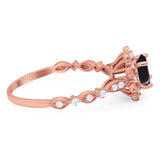 Art Deco Round Natural Stone Flower Ring