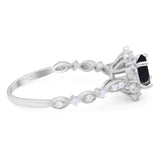 Art Deco Round Natural Stone Flower Ring