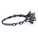 Art Deco Round Natural Stone Flower Ring