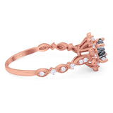 Art Deco Round Natural Stone Flower Ring