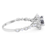 Art Deco Round Natural Stone Flower Ring