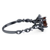 Art Deco Round Natural Stone Flower Ring