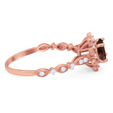 Art Deco Round Natural Stone Flower Ring