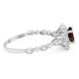 Art Deco Round Natural Stone Flower Ring