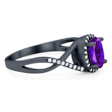 Art Deco Oval Natural Stone Infinity Ring