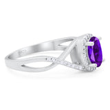 Art Deco Oval Natural Stone Infinity Ring