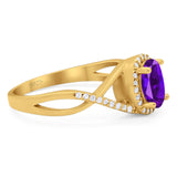 Art Deco Oval Natural Stone Infinity Ring