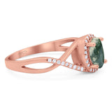 Art Deco Oval Natural Stone Infinity Ring