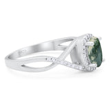 Art Deco Oval Natural Stone Infinity Ring