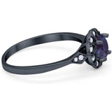 Art Deco Round Natural Stone Flower Ring