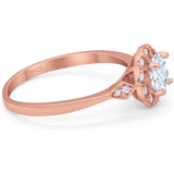 Art Deco Round Natural Stone Flower Ring