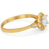 Art Deco Round Natural Stone Flower Ring