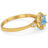 Art Deco Round Natural Stone Flower Ring