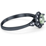 Art Deco Round Natural Stone Flower Ring