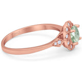 Art Deco Round Natural Stone Flower Ring